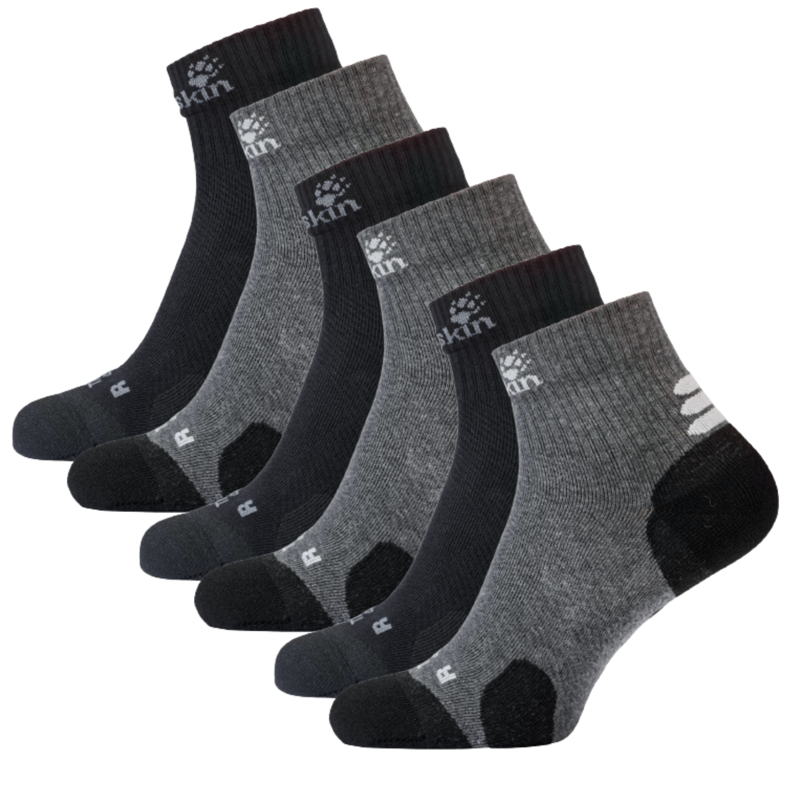 6 Pairs Jack Wolfskin Cotton Socks Travel Organic Mid Cut Hiking Trekking Ankle-0