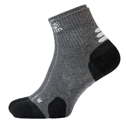 6 Pairs Jack Wolfskin Cotton Socks Travel Organic Mid Cut Hiking Trekking Ankle - Dark Grey