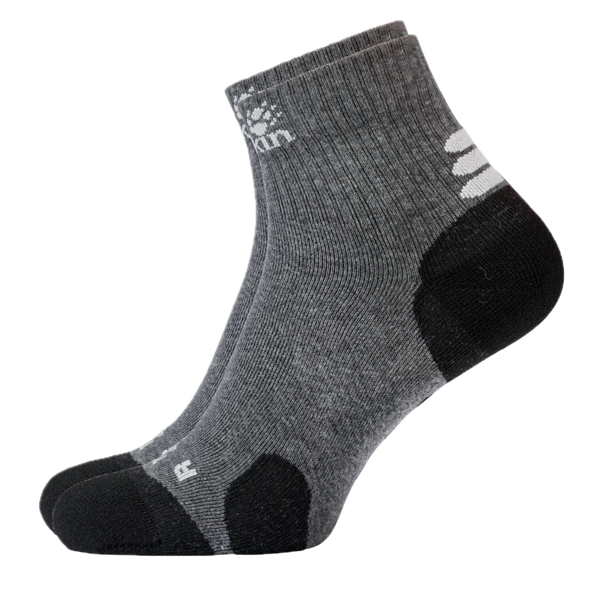 6 Pairs Jack Wolfskin Cotton Socks Travel Organic Mid Cut Hiking Trekking Ankle - Dark Grey