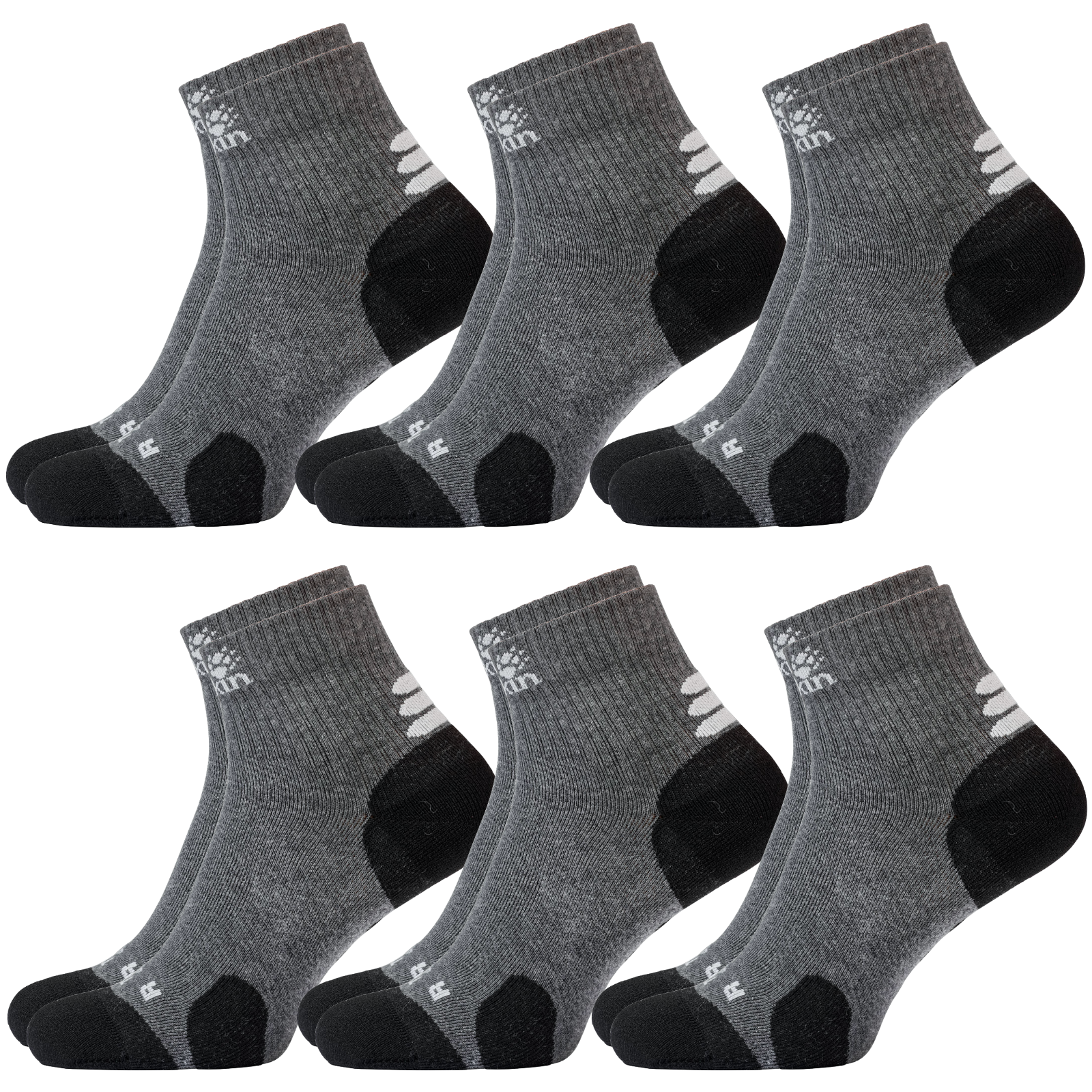 6x Jack Wolfskin Socks Travel Organic Cotton Mid Cut Hiking Trekking Ankle-1