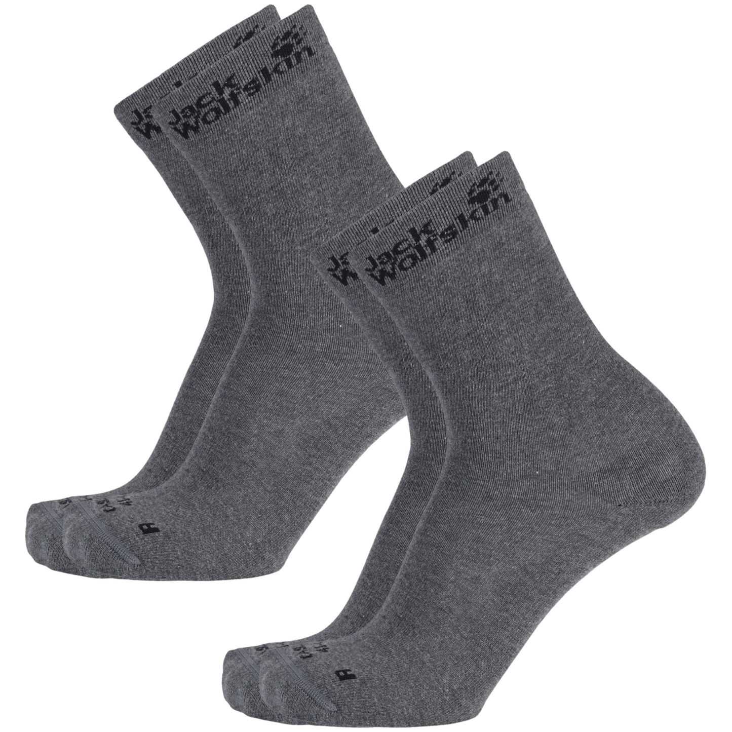 2-Pairs Jack Wolfskin Casual Ankle Socks Classic Cut Organic Cotton - Dark Grey-5
