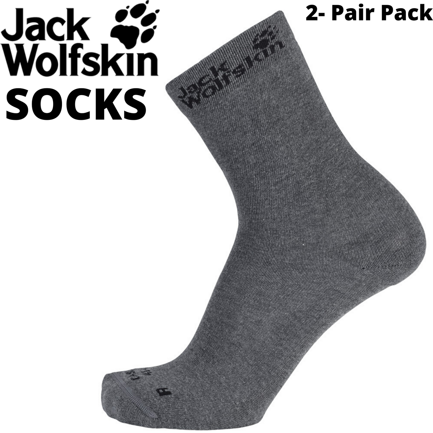 2-Pairs Jack Wolfskin Casual Ankle Socks Classic Cut Organic Cotton - Dark Grey-2