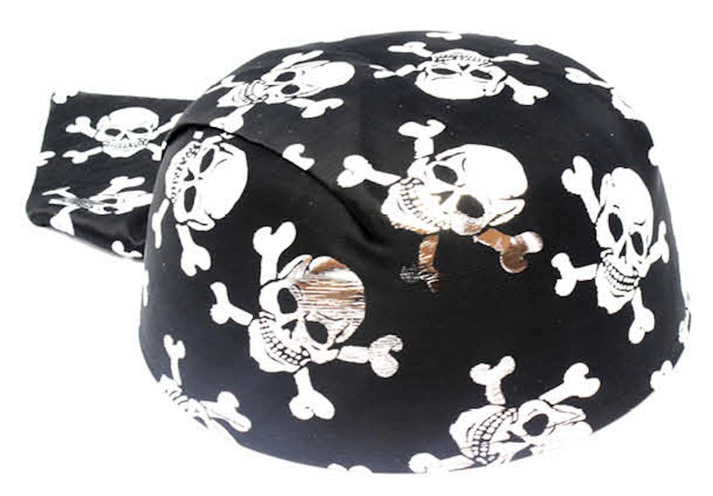 Pirate Hat Bandana Style Fancy Dress Costume Halloween Caribbean - Black/Silver-4