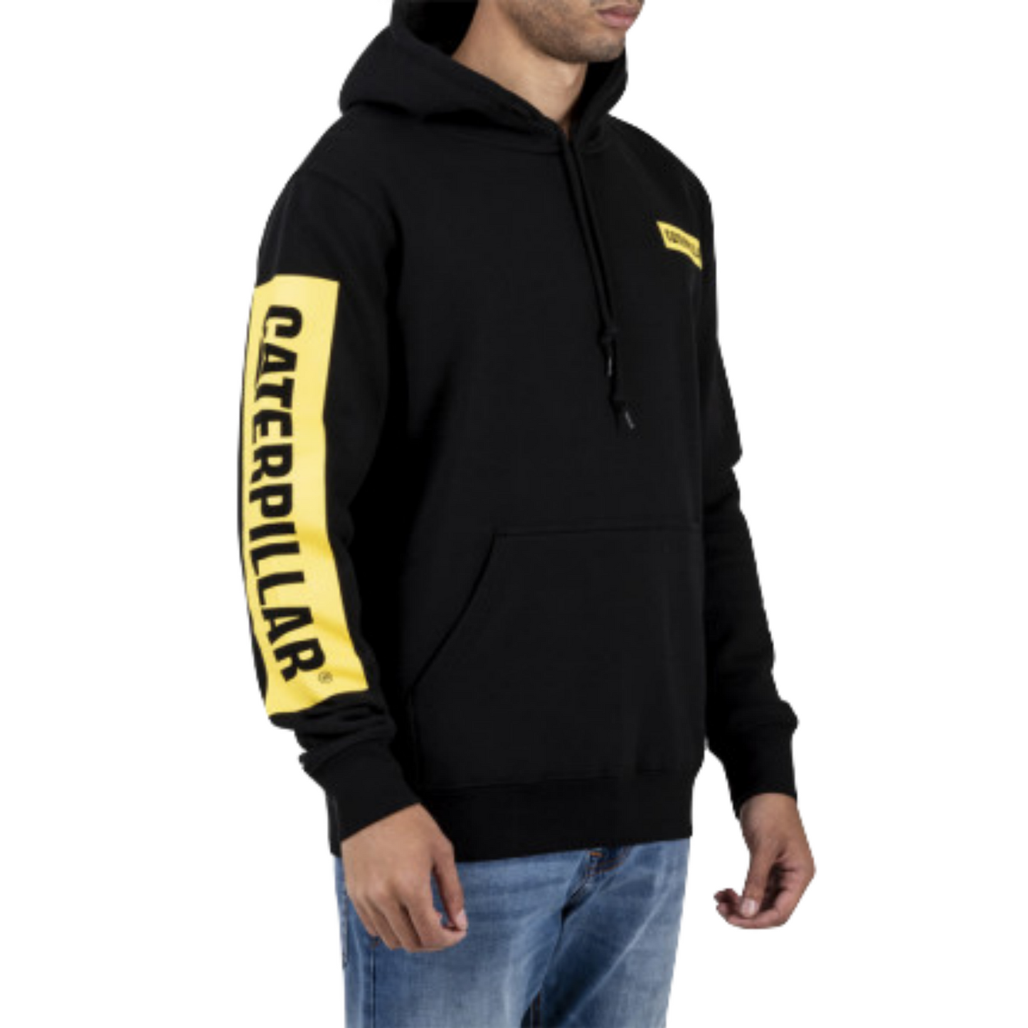 Caterpillar Triton Block Hoody Hooded Sweat Hoodie Jumper - Black/Yellow-0