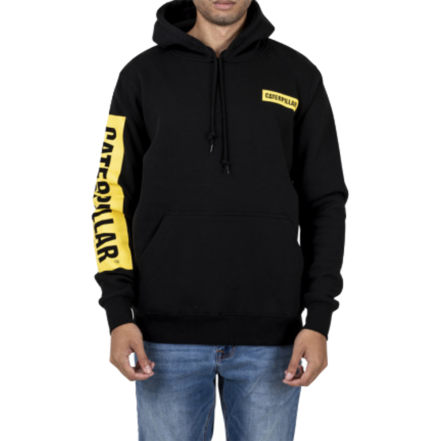 Caterpillar Triton Block Hoody Hooded Sweat Hoodie Jumper - Black/Yellow-1