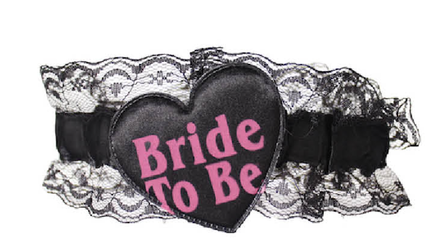 Bride to Be Garter Party Girls Hens Night Wedding Shower Bachelorette - Black