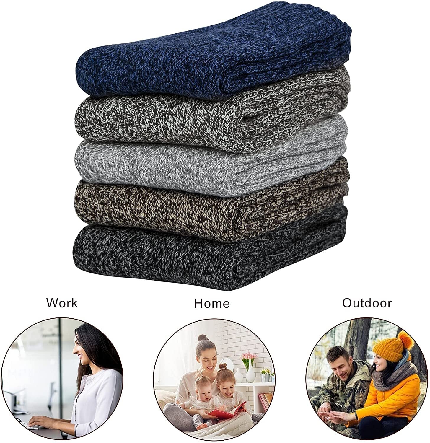 3x Womens Pairs Thick Wool Blend Work Socks Heavy Duty Outdoor Warm (EU37-EU41)-1