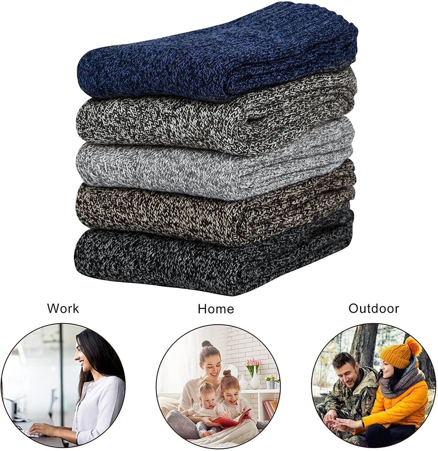 6x Womens Pairs Thick Wool Blend Work Socks Heavy Duty Outdoor Warm (EU37-EU41)-1