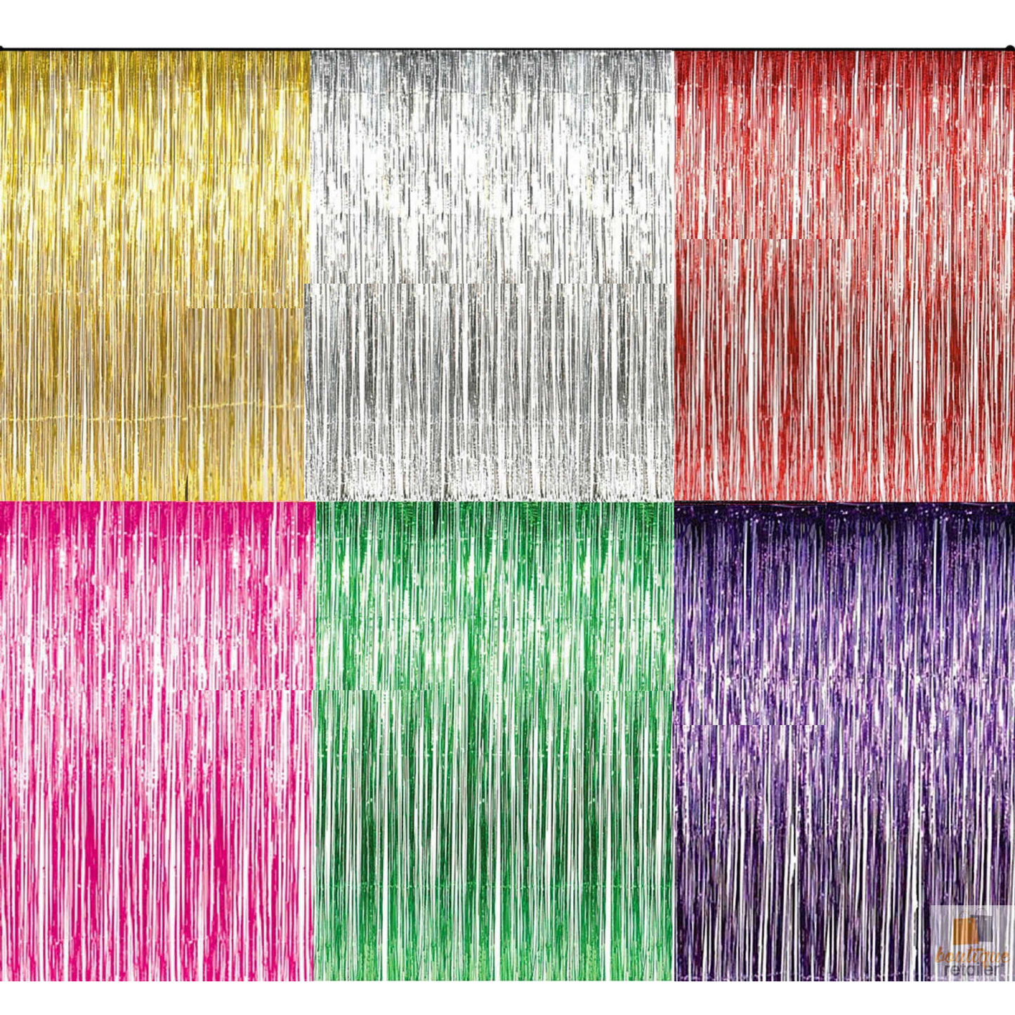 Tinsel Curtain Foil Metallic Fringe Backdrop Party Door Decorations - (200cm x 100cm) - Green-2
