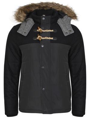 Dissident Bethwin Padded Quilted Jacket Coat Wool Blend Winter - Navy-5