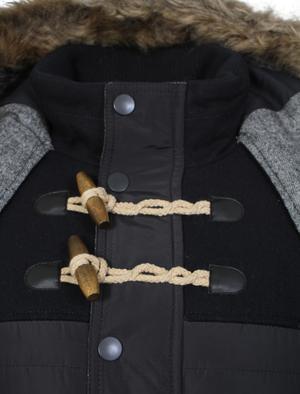 Dissident Bethwin Padded Quilted Jacket Coat Wool Blend Winter - Navy-3