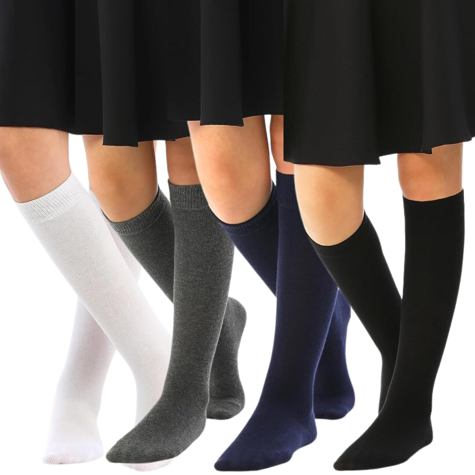 Knee High School Socks for Girls Boys Plain Cotton Rich Kids Seamless No Seam-0