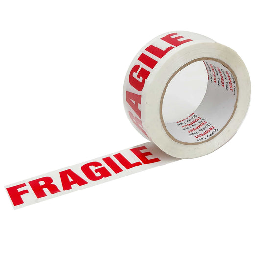 1x Fragile Packing Tape 48mmx75m - Long Rolls Red White Packaging Adhesive Label-0