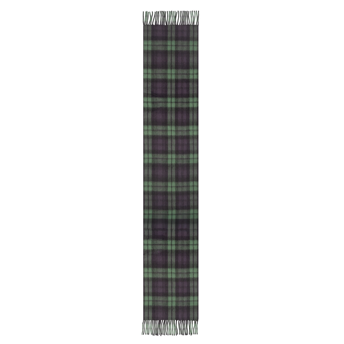 Dents Heritage Tartan Check Cashmere Scarf with Tassels and Gift Box in Black Watch