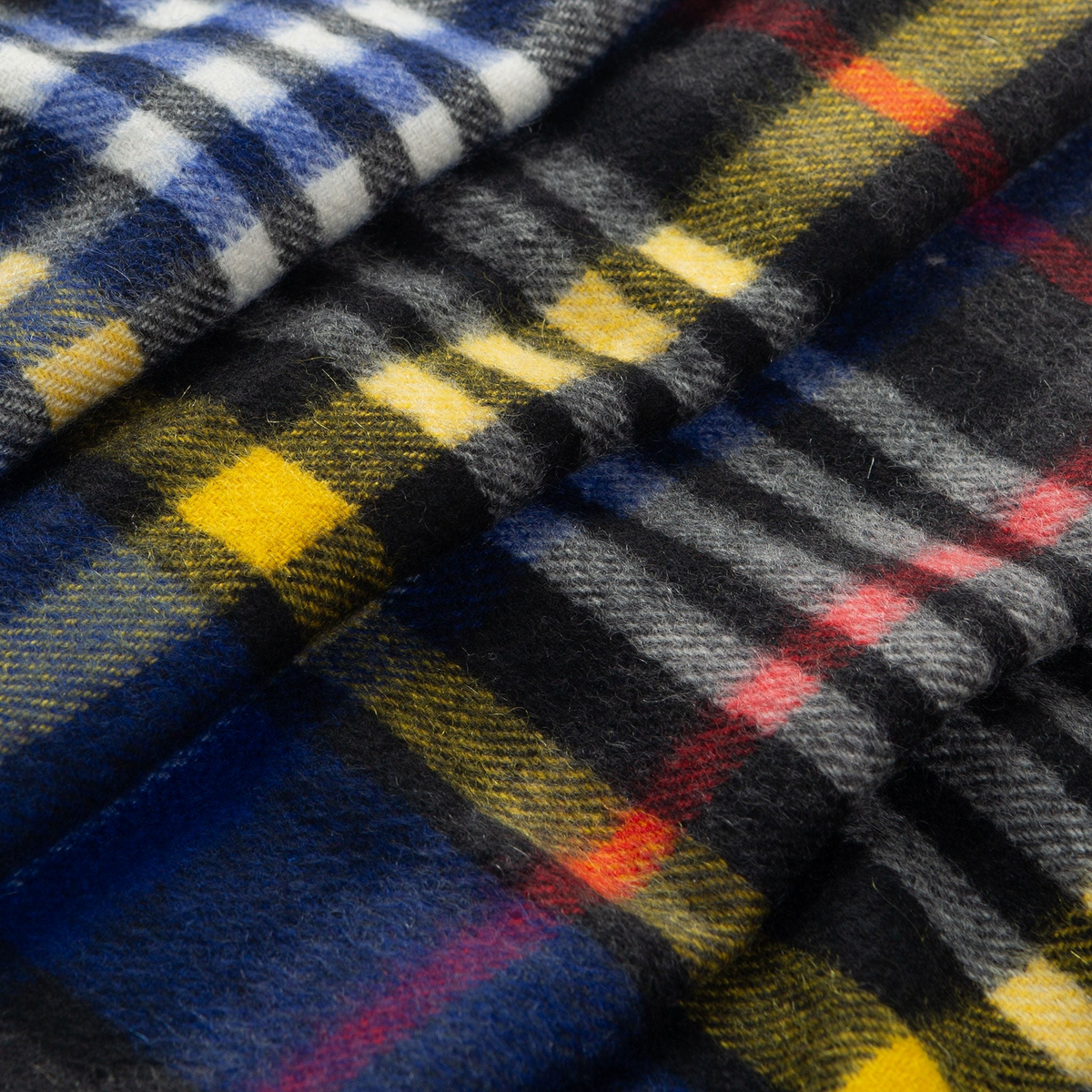 Dents Heritage Bold Check Cashmere Scarf with Tassels and Gift Box in Night Sky