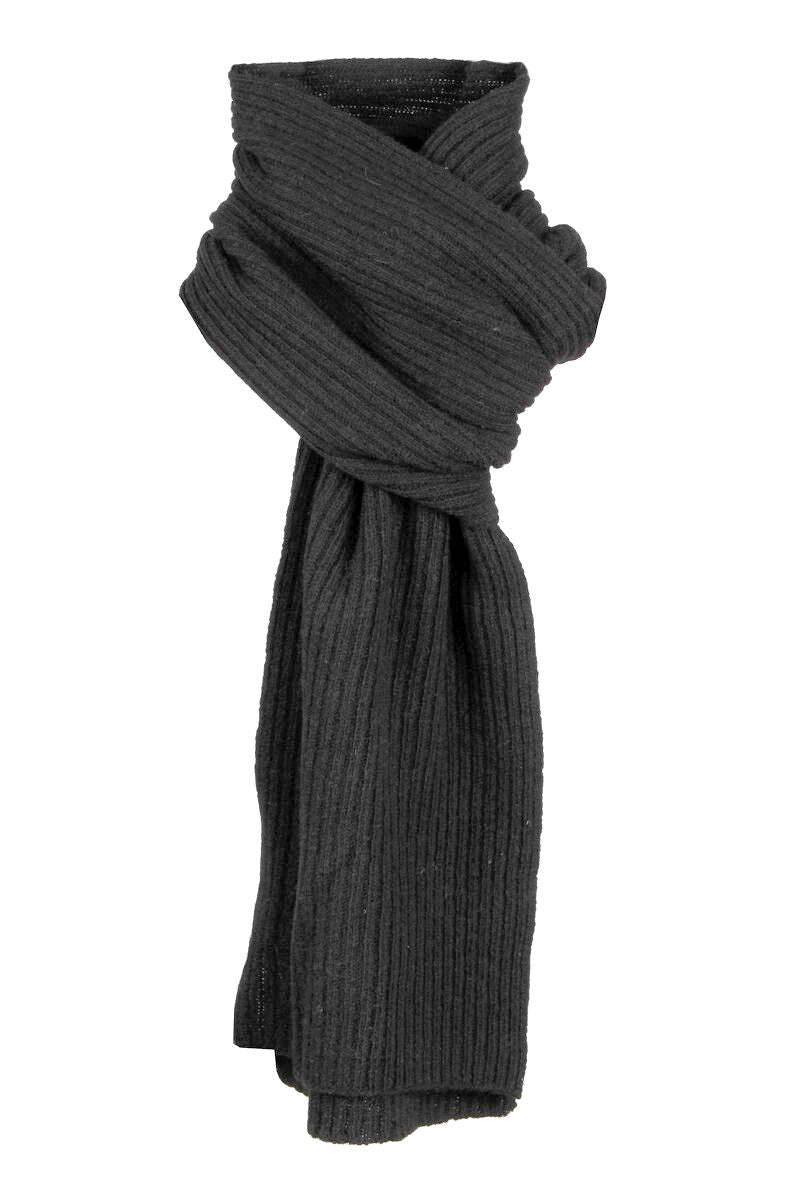 Dents Mens Ribbed Lambswool Blend Knitted Scarf in Black