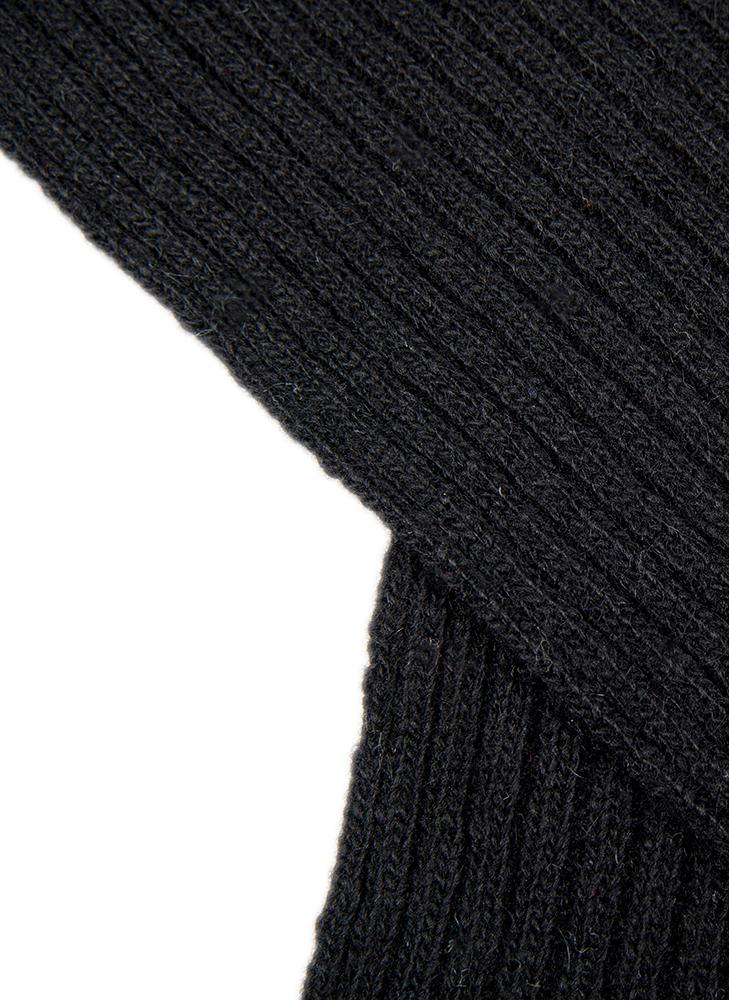 Dents Mens Ribbed Lambswool Blend Knitted Scarf in Black
