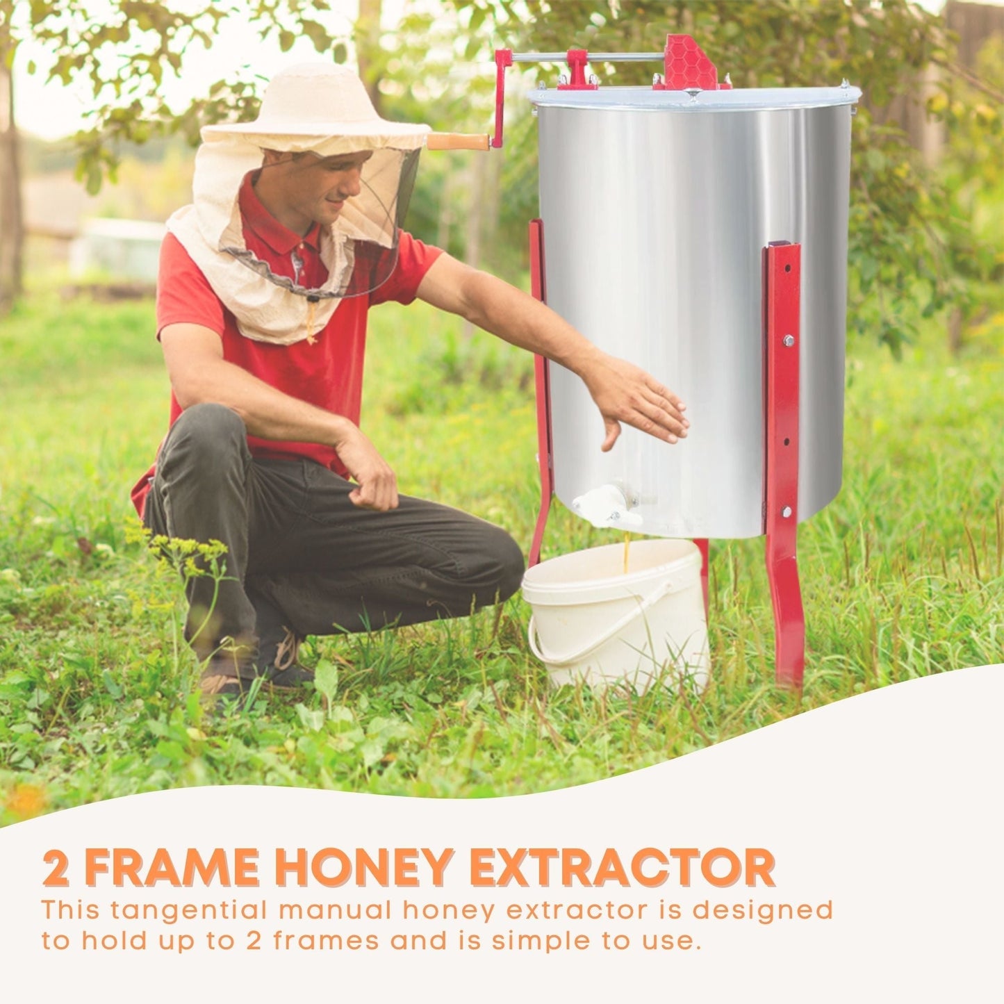 2 Frame Honey Extractor Stainless Manual Spinner Crank Honey Bee Hive Beekeeping-1