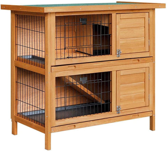 2 Storey Wooden Rabbit Hutch-0