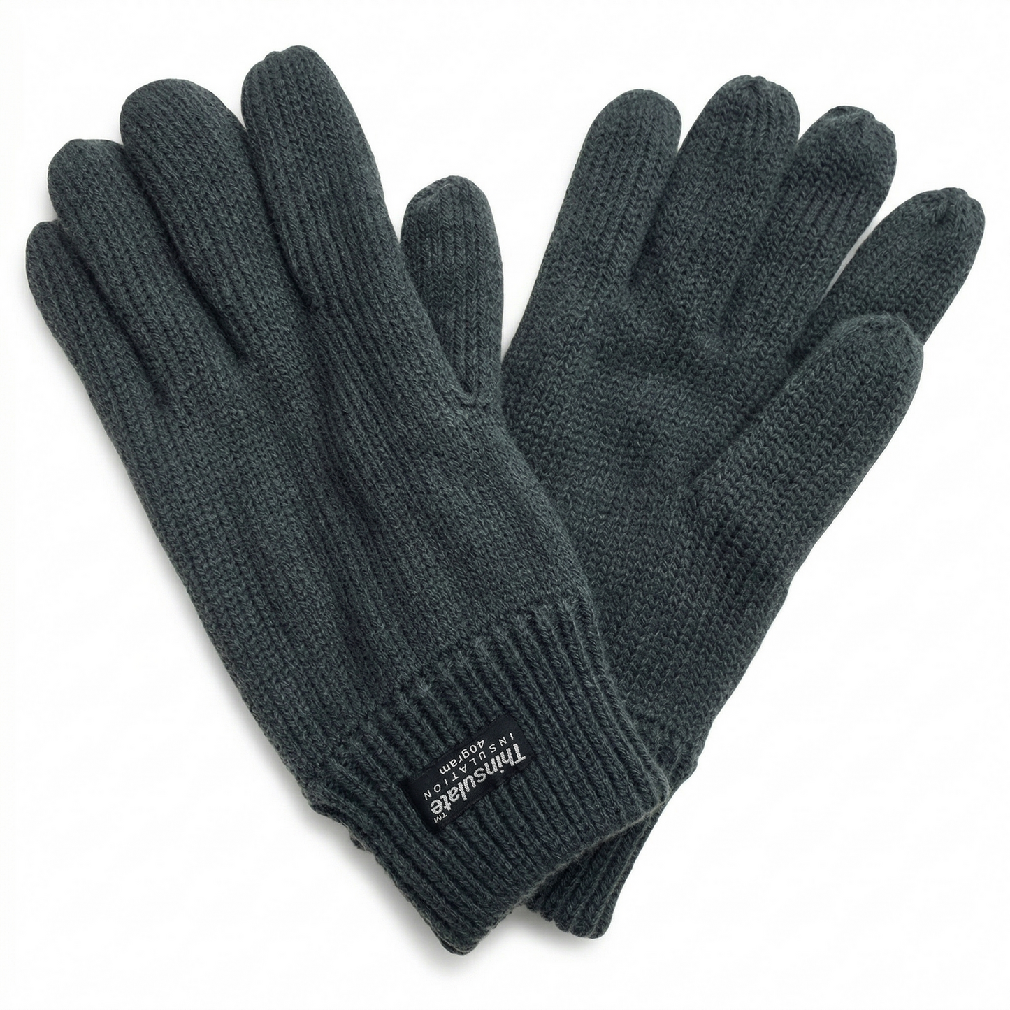 3M THINSULATE Knitted Fleece Gloves Winter Warmers Snow Ski Thermal Plain - Grey - S/M