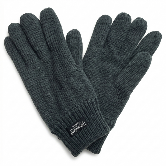 3M Thinsulate Grey Knitted Fleece Gloves - Thermal Winter Ski - S/M-0