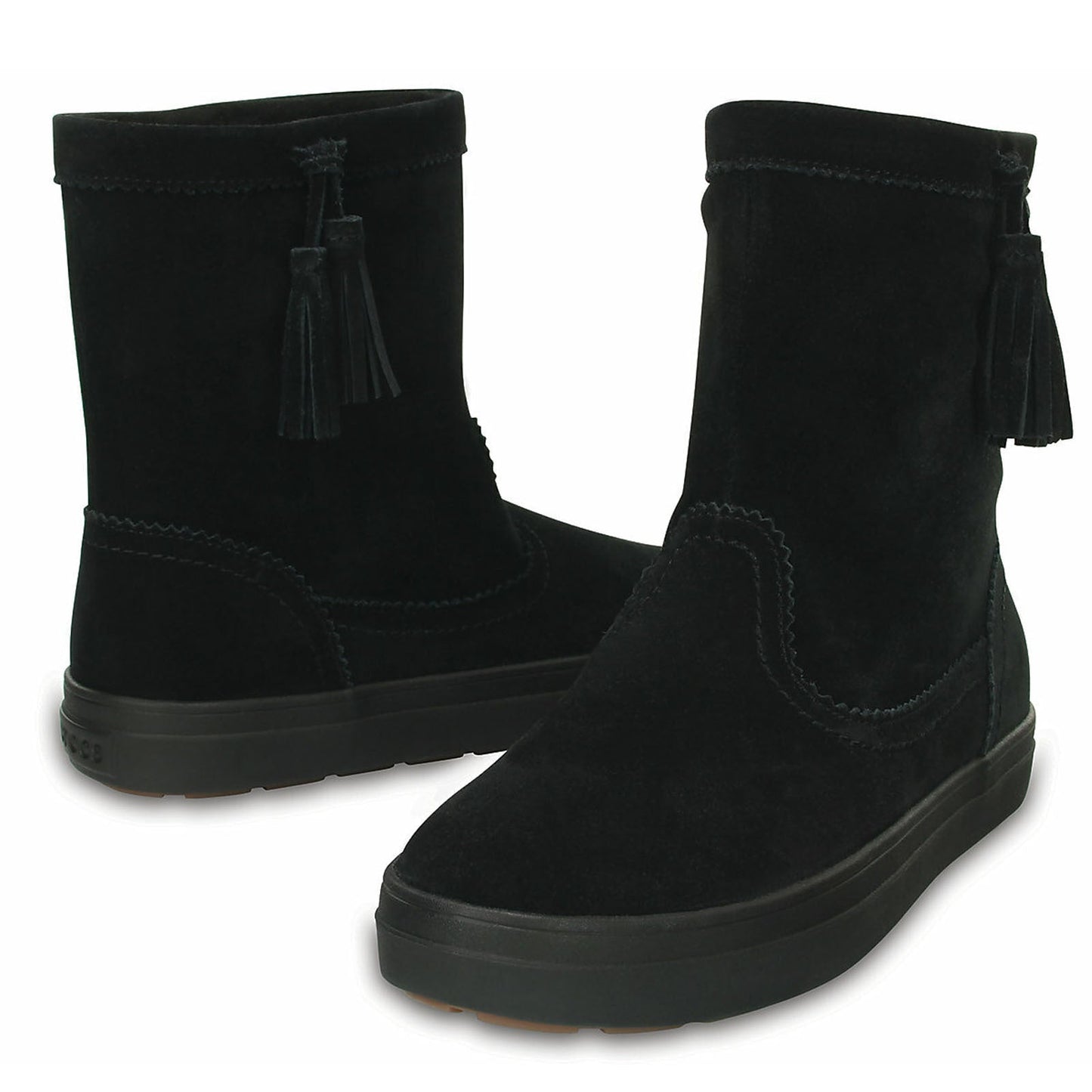 Crocs LodgePoint Womens Suede Leather Pull On Boots Shoes Ugg - Black-0