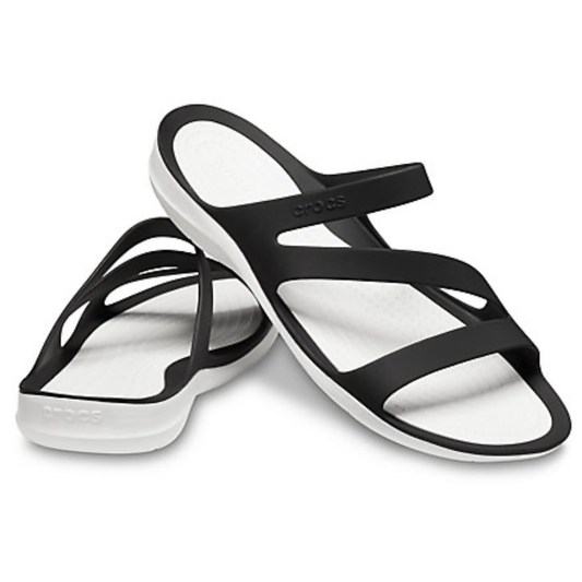 Crocs Womens Swiftwater Sandals Ladies Footwear - Black/White-10