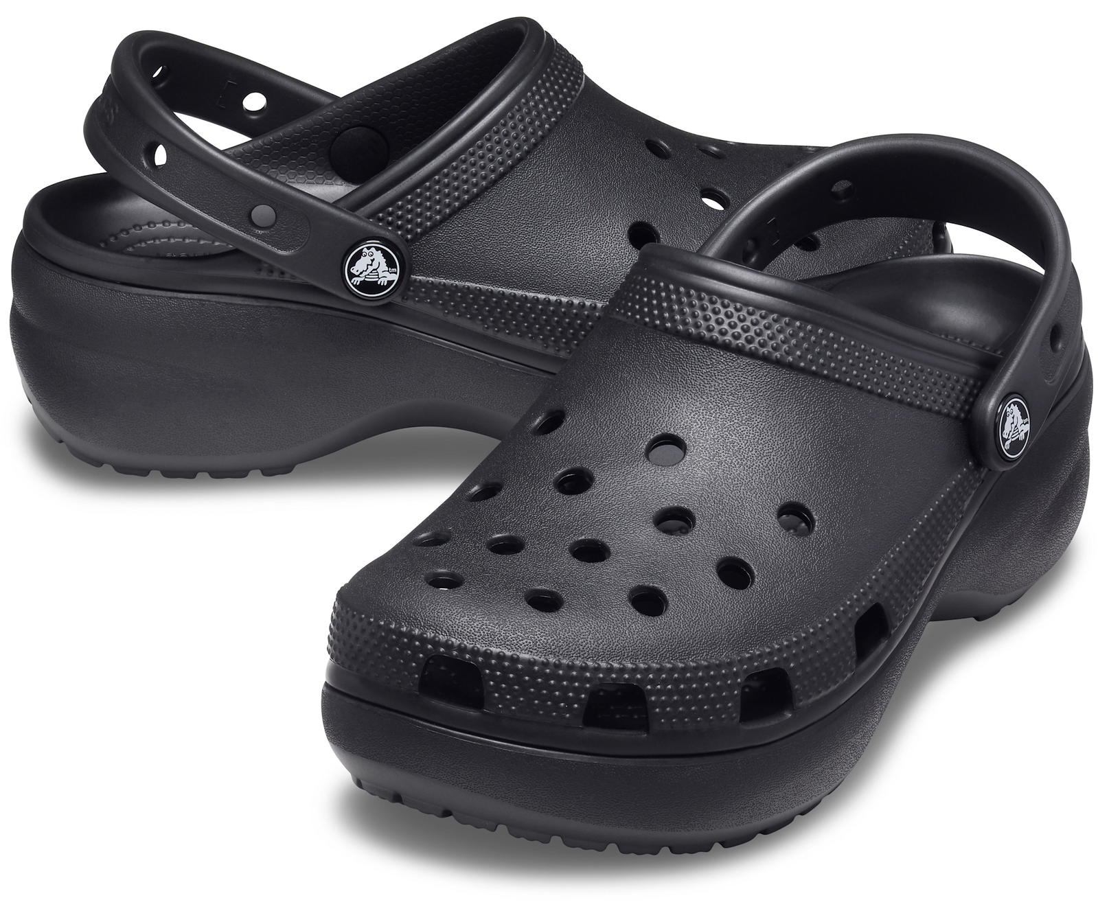 Crocs Womens Classic Platform Clog Sandals - Black-1
