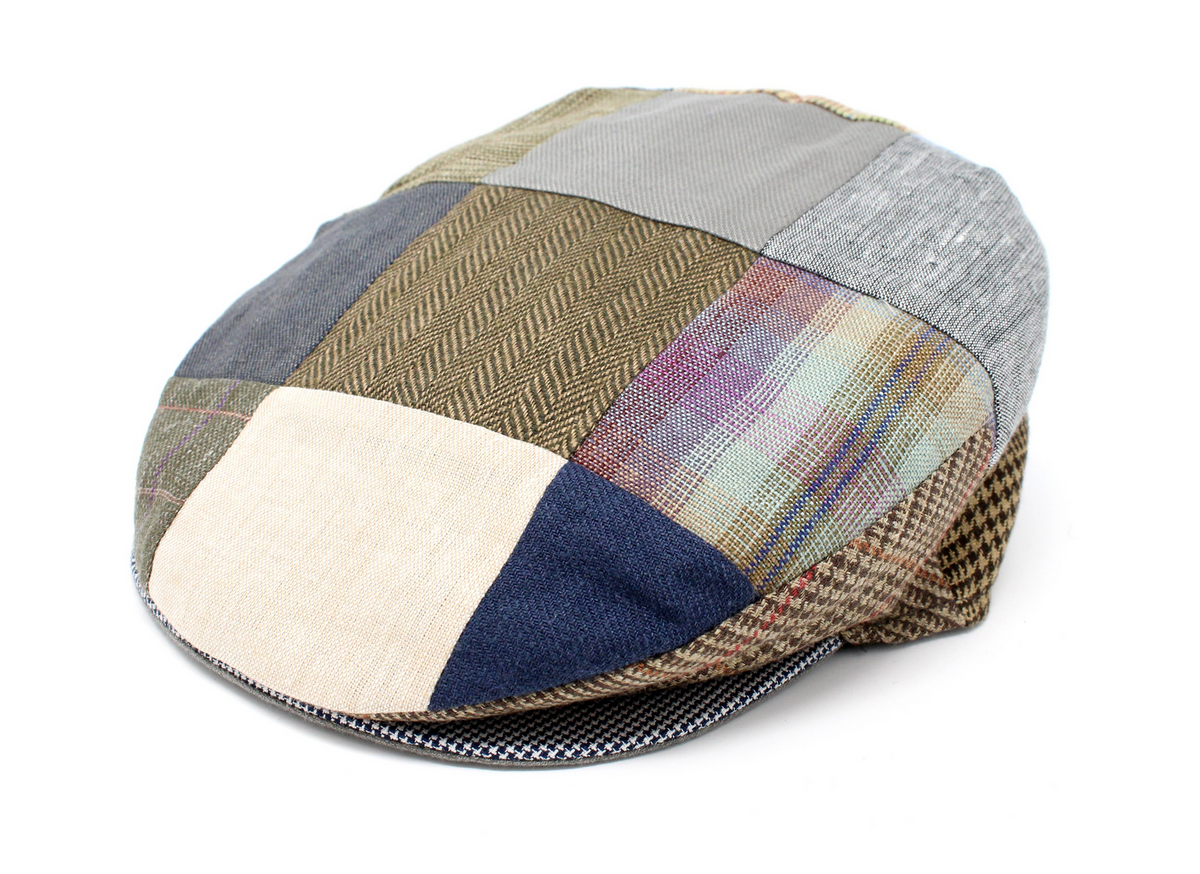 Hanna Hats Patch 100% Linen Flat Vintage Cap in Multicolour