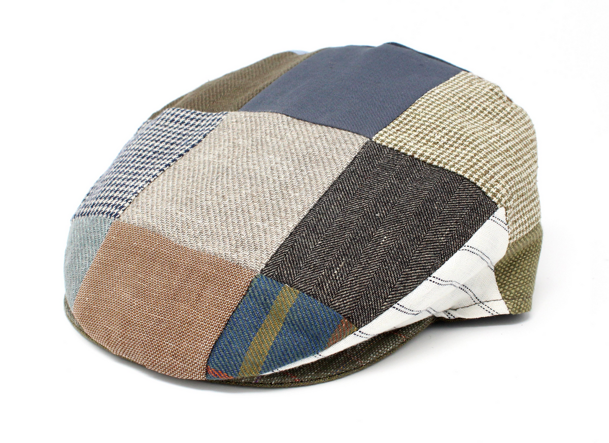 Hanna Hats Patch 100% Linen Flat Vintage Cap in Multicolour