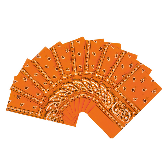20x BANDANA Paisley 100% COTTON Head Wrap Durag Bandanna Scarf Mask BULK - Orange