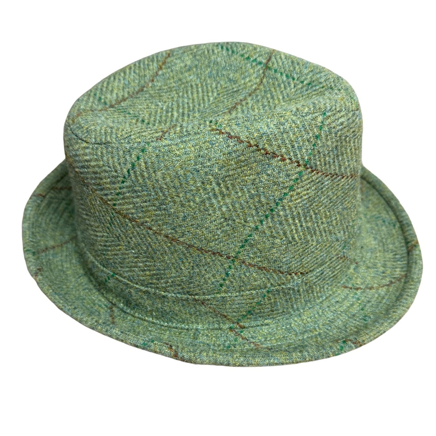 Mens Pure Wool Tweed Hat Trilby Hat in Sage Green-3