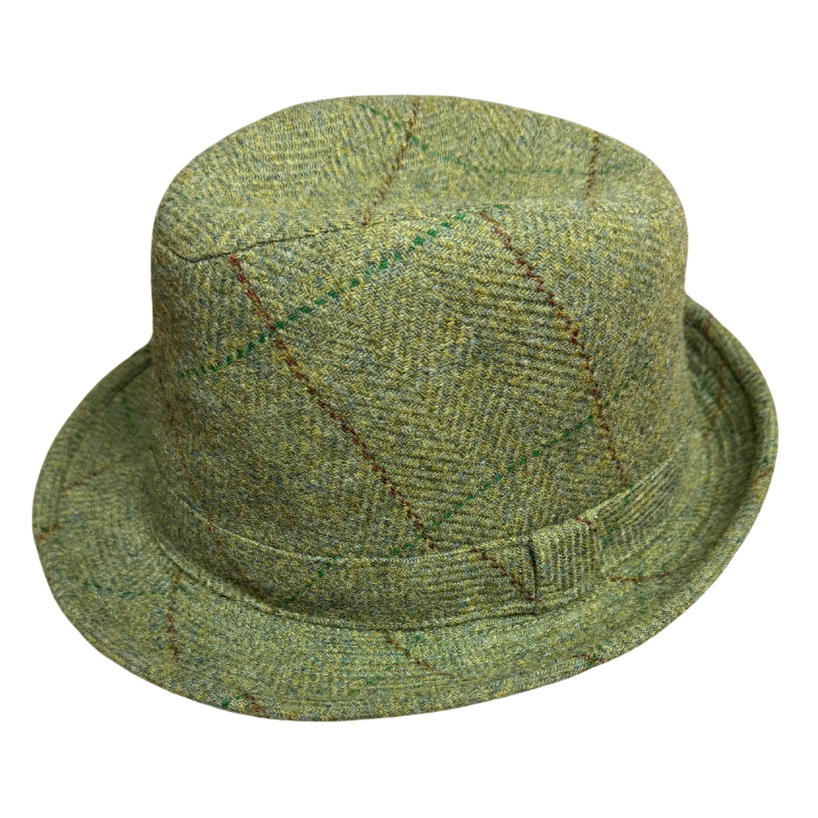 Mens Pure Wool Tweed Hat Trilby Hat in Sage Green-1
