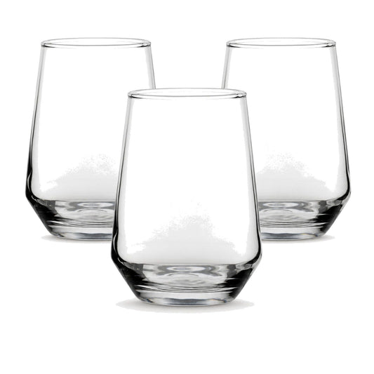 3x Crown Summit Tumbler Glasses 400ml Clear Highball Water Juice Cocktail Set