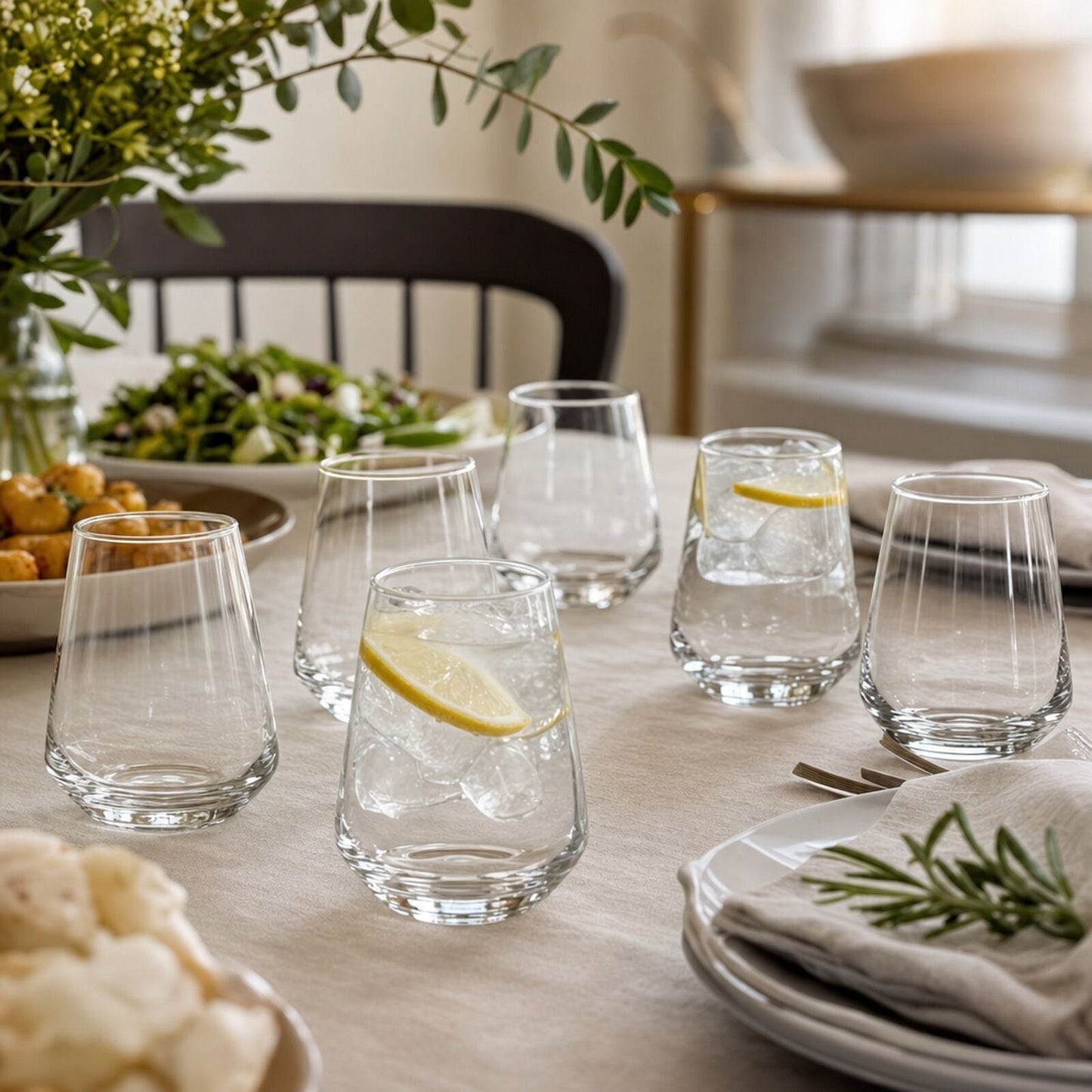 6x Crown Summit Tumbler Glasses 400ml Clear Highball Water Juice Cocktail Set