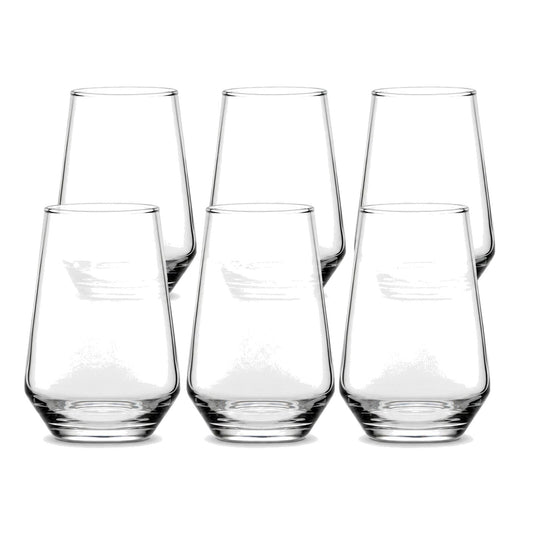 6x Crown Summit Tumbler Glasses 400ml Clear Highball Water Juice Cocktail Set