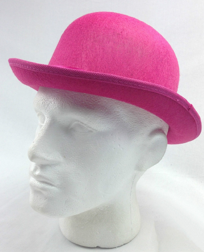 6x BOWLER HAT Party Vintage Costume Derby Felt Dance Halloween Bulk in Hot Pink