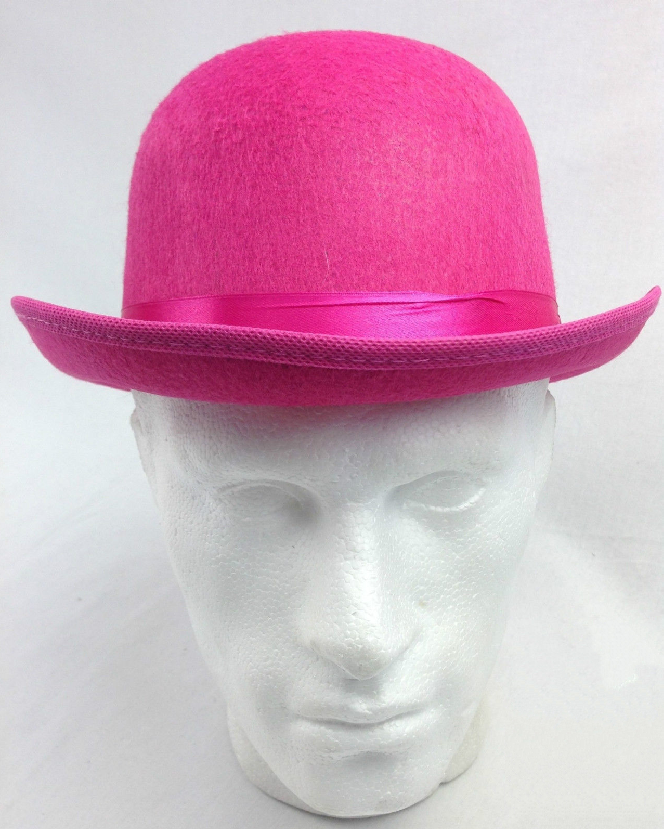6x BOWLER HAT Party Vintage Costume Derby Felt Dance Halloween Bulk in Hot Pink