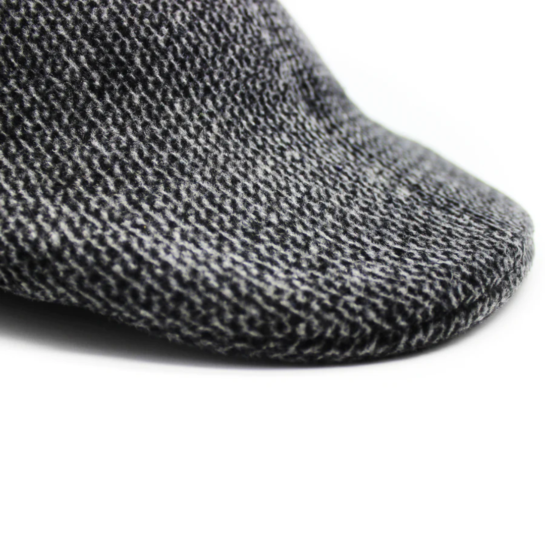 Mens Herringbone Driving Cabbie Hat Gatsby 20s Ivy Cap Flat Newsboy - Grey-2