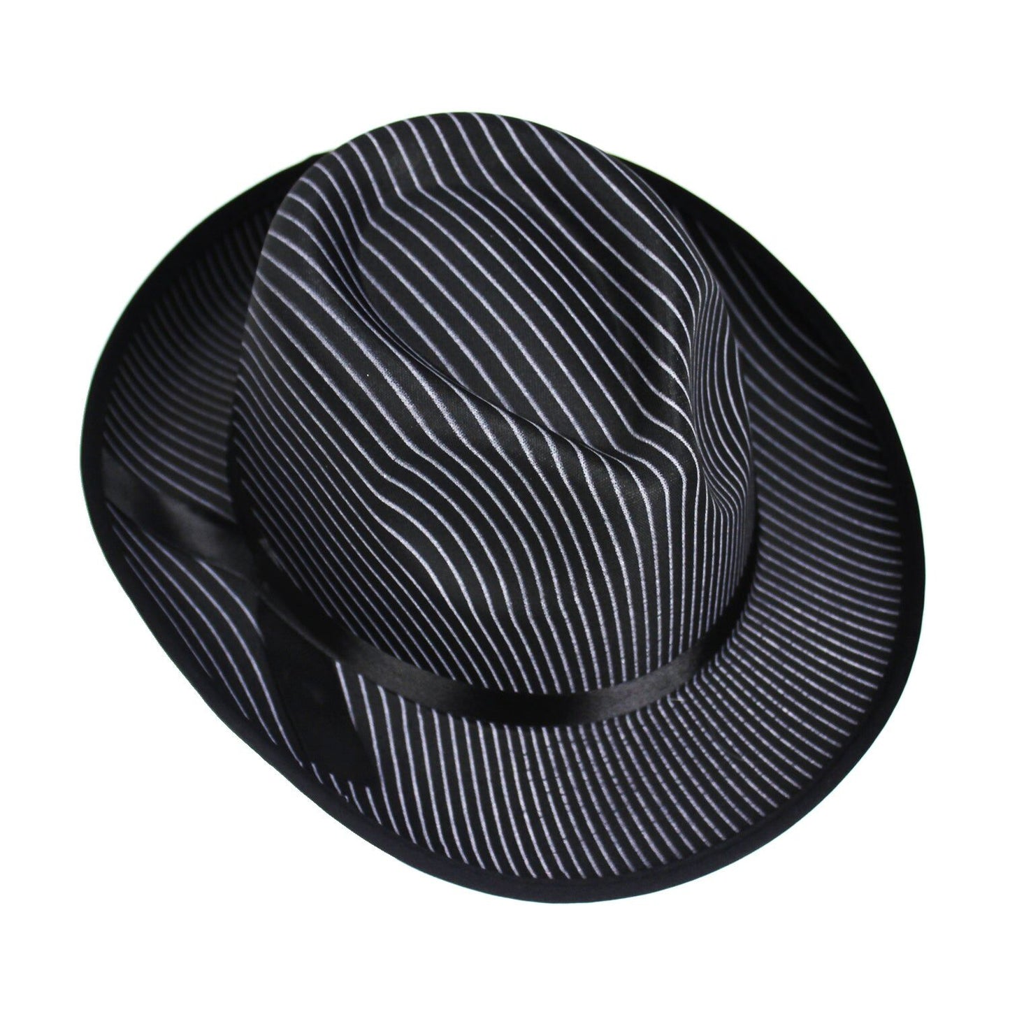 1920s Gangster Pinstripe Trilby Fedora Party Costume Hat in Black
