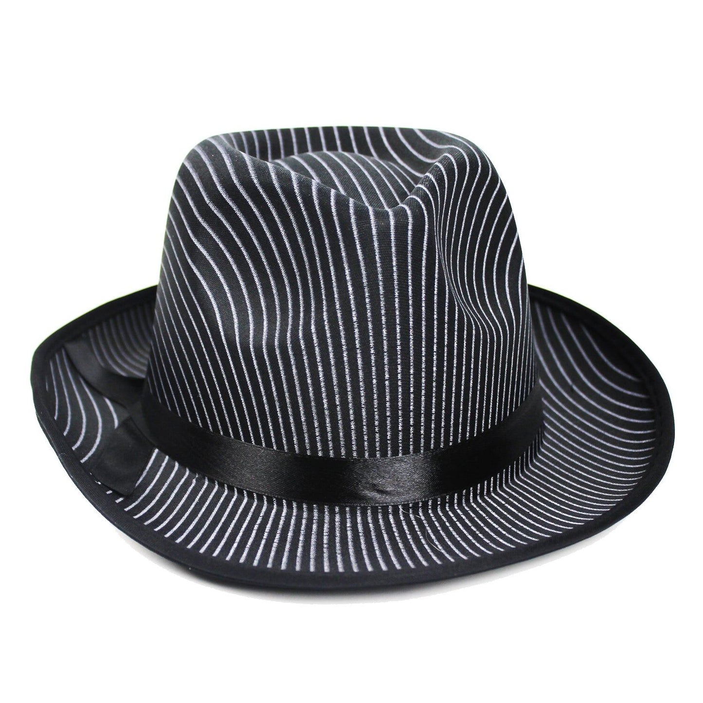 1920s Gangster Pinstripe Trilby Fedora Party Costume Hat in Black