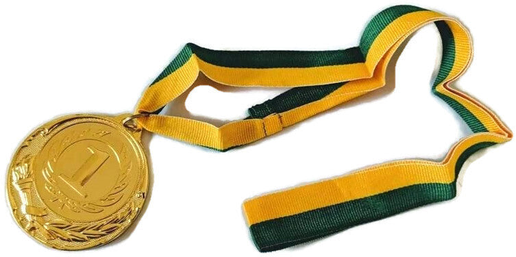 10x METAL WINNER GOLD MEDAL 1st Party Favours Sports Day 40cm Ribbon BULK-4