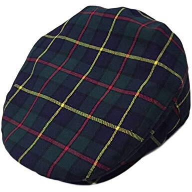 Stratford England Tartan Flat Hat Wool Country Driving Fishing Cap Linney-5