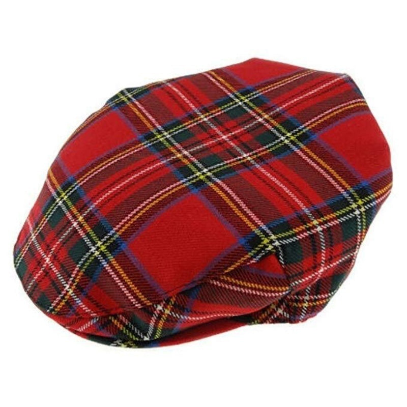 Stratford England Tartan Flat Hat Wool Country Driving Fishing Cap Linney-1