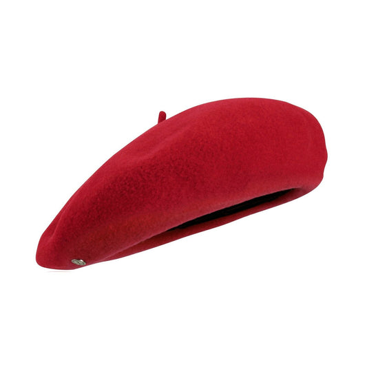 Laulhere The Iraty Cashmere/Wool Satin Lined Unisex Beret in Rouge Passion (One Size)