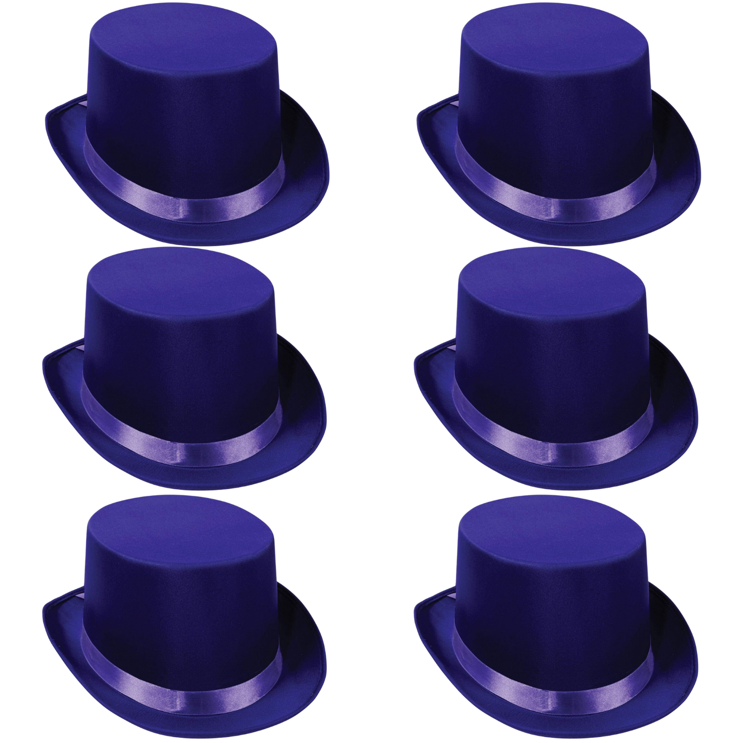 6x SATIN TOP HAT Costume Party Cap Fancy Dress Trilby Fedora One Size BULK-8