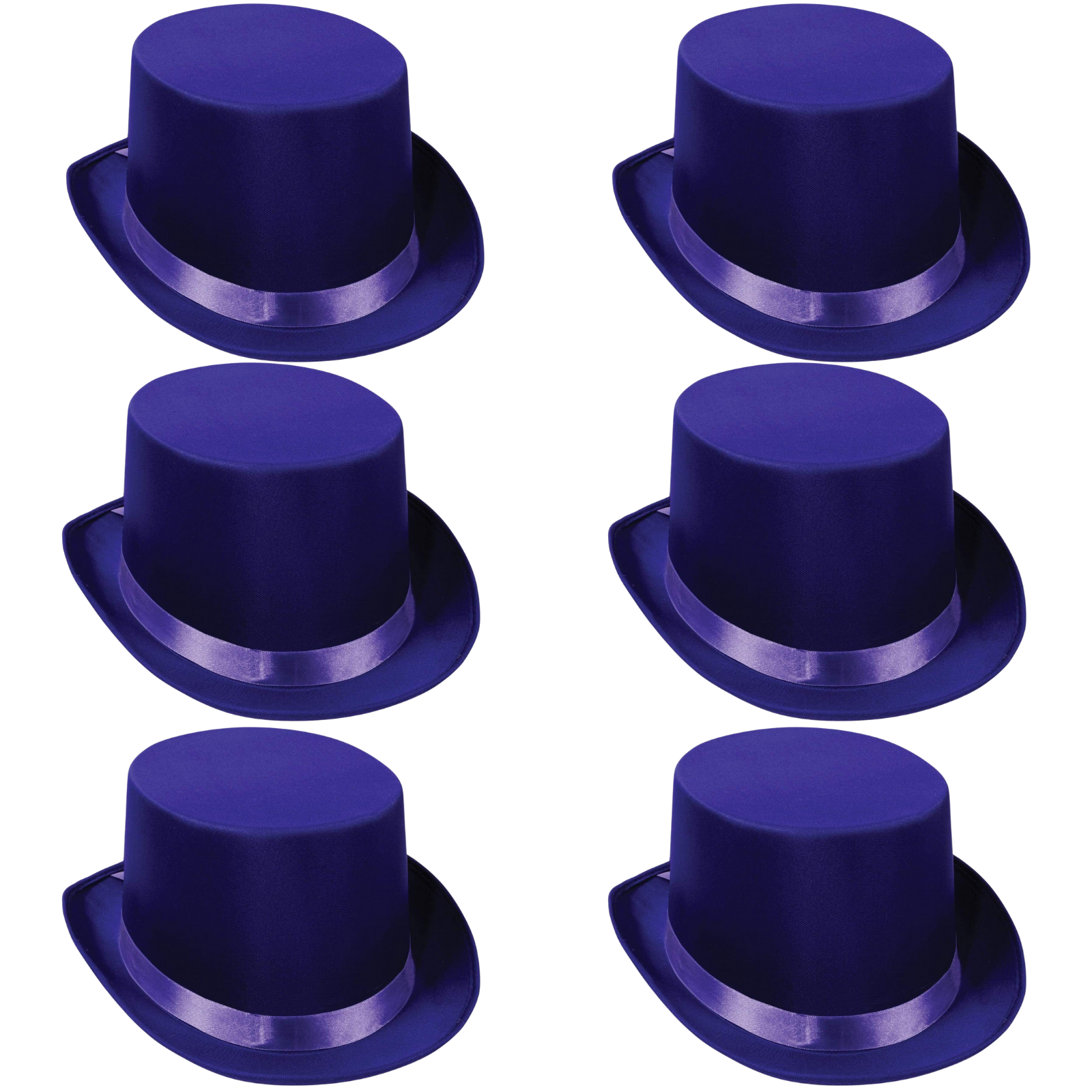 6x SATIN TOP HAT Costume Party Cap Fancy Dress Trilby Fedora One Size BULK-8