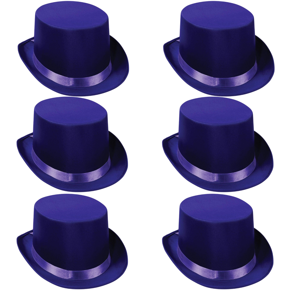 6x SATIN TOP HAT Costume Party Cap Fancy Dress Trilby Fedora One Size BULK - Purple