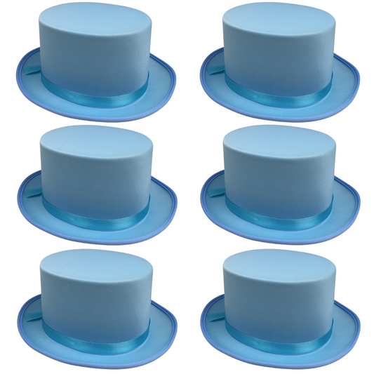 6x SATIN TOP HAT Costume Party Cap Fancy Dress Trilby Fedora One Size BULK-10