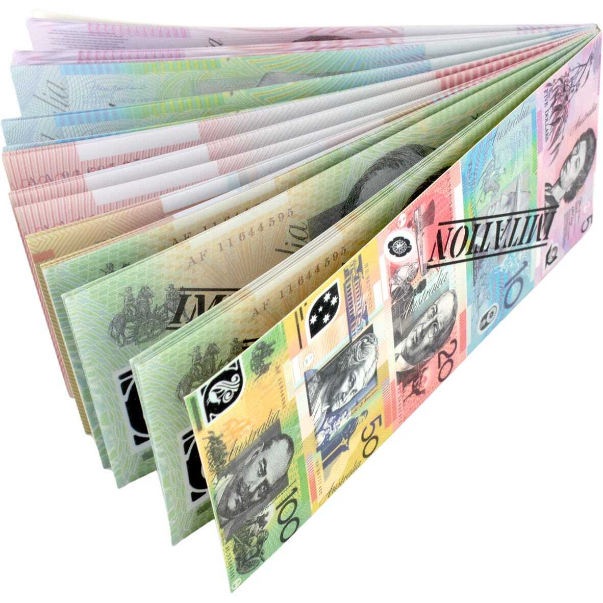 Assorted Dollar Australian Souvenir Note Pad Fake AUD Money - 1 Pack of 50 Sheets-1